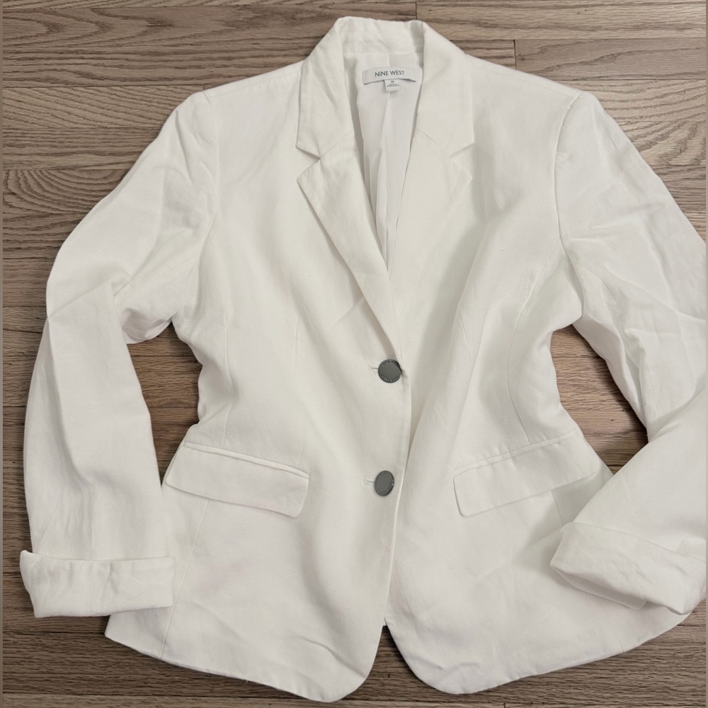 Nine West White Linen Blazer